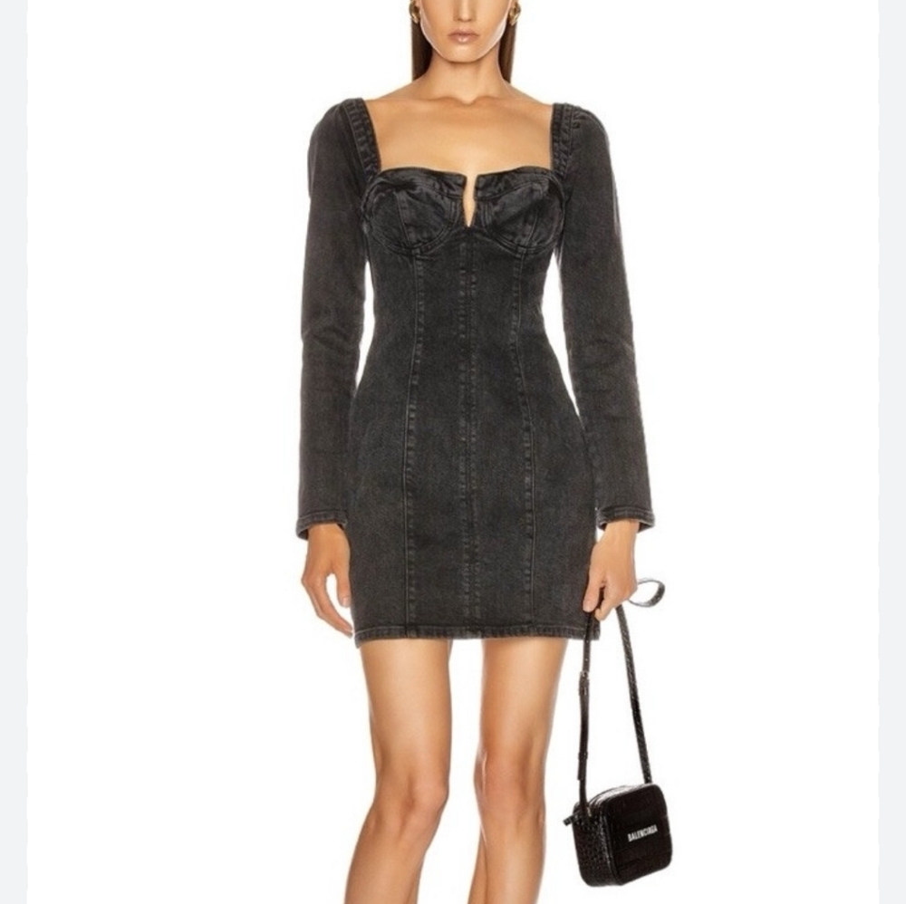 GRLFRND Amina Black Denim Corset Dress